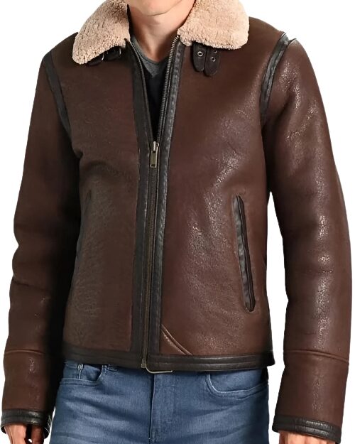 Men’s Brown Aviator Leather Jacket