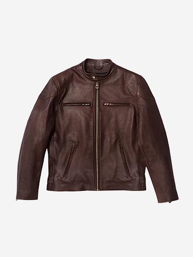 Mens Brown Cafe Racer Leather Jacket