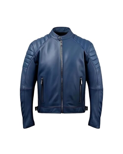Motorcycle Men’s Blue Leather Jacket