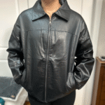 Women’s MA-1 Black Leather Bomber Jacket
