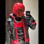 Red Hood Arkham Knight Bat Logo Real Leather Jacket